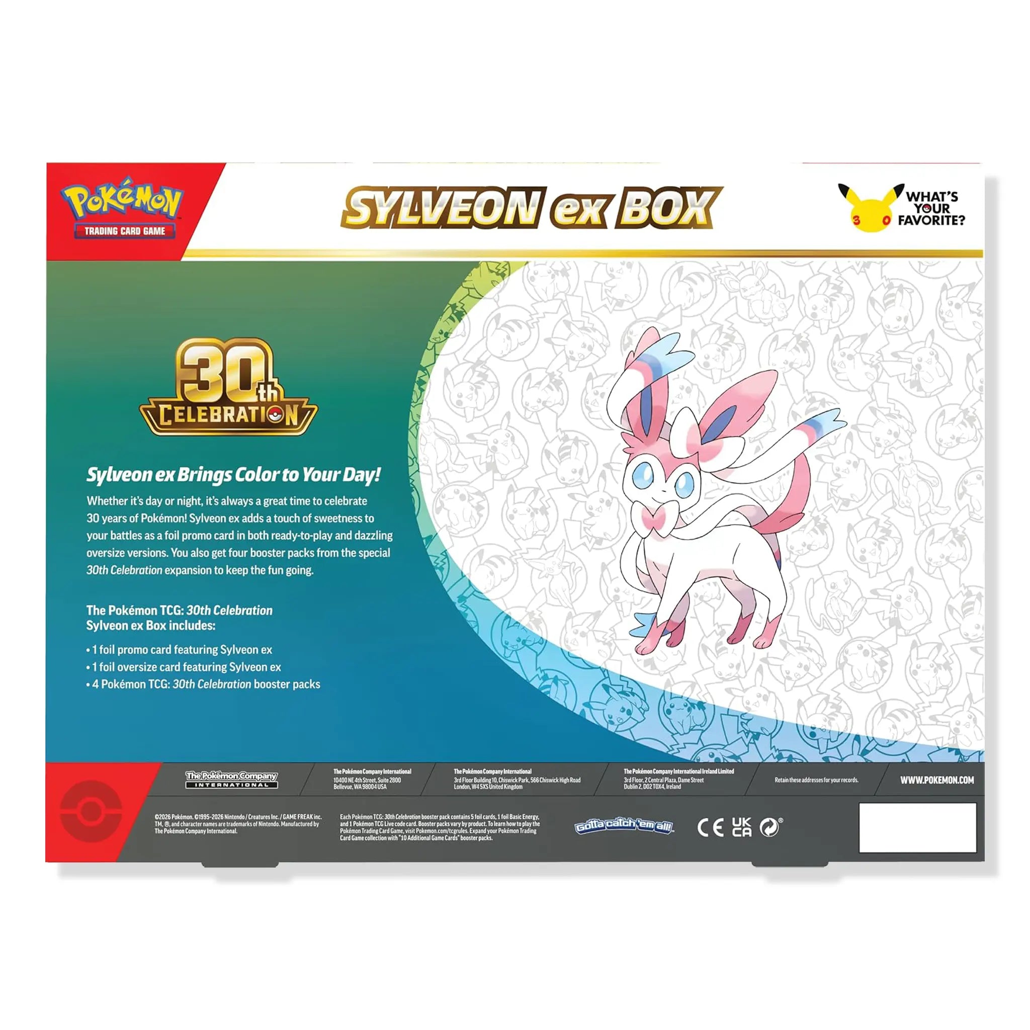 Back View of Pokemon Mega Evolution 30th Celebration Sylveon Ex Box (2026)